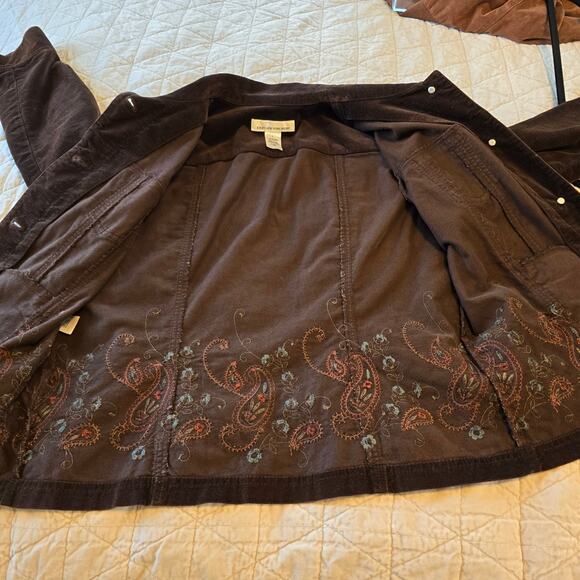Jones New York Y2K Jacket Women's L Brown Velvet Embroidered Gilmore Girls Boho - Picture 7 of 9